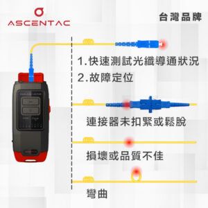 ASCENTAC FiberGo VFL220 30mW 可見紅光源 VFL 網路線對線測試儀